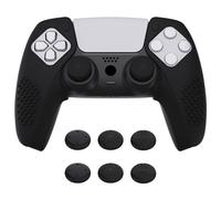 PlayVital Cover Grip Silicone Separabile per ps5 Controller,Custodia Skin Protettiva Antiscivolo per Joystick & 6 Copri Analogici(3D Borchiate)-Compatibile con Base di Ricarica-Nero