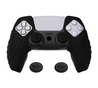 PlayVital Cover Grip Silicone Separabile per ps5 Controller,Joystick Custodia Skin Protettiva Antiscivolo & 2 Copri Analogici(Guardian)-Compatibile con Base di Ricarica-Nero