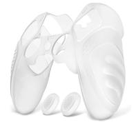 PlayVital Cover Joystick per ps5 Edge Controller, Trasparente Bianco | Custodia Protettiva Silicone, Grip Ergonomico Antiscivolo, Gommini Copri Levette Analogiche, Design Guardian
