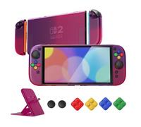 playvital Cover per Nintendo Switch 2 Custodia Rigida Dockable Protettiva AntiGraffio, Copri Analogici/Tasti per Joycon, Supporto Pieghevole Accessori per Switch 2 Console, Trasparente Viola Rosa