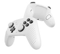 PlayVital Cover per Nintendo Switch 2 Pro Controller, Custodia Silicone Protettiva Antiscivolo per Switch 2 Pro con Copri Tasti Posteriori, Gommini e Adesivi, 3D Borchiate-Bianco