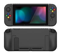 playvital Cover per Nintendo Switch,Custodia Copertura Morbida TPU Protettiva per Joycon Console&Pellicola Vetro Temperato&Copri Analogici&Copri Tasti(ZealProtect)-Nero