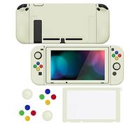 playvital Cover per Nintendo Switch,Custodia Copertura Morbida TPU Protettiva per Joycon Console&Pellicola Vetro Temperato&Copri Analogici&Copri Tasti(ZealProtect)-Giallo Antico