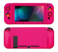PlayVital Cover per Nintendo Switch,Custodia Copertura Morbida TPU Protettiva per Nintendo Switch Joycon Console&Pellicola Vetro Temperato&Copri Analogici&Copri Tasti(ZealProtect)-Rosa Vivo