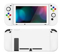 PlayVital Cover per Nintendo Switch,Custodia Copertura Morbida TPU Protettiva per Nintendo Switch Joycon Console&Pellicola Vetro Temperato&Copri Analogici&Copri Tasti(ZealProtect)-Bianco