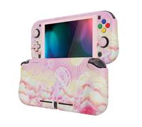 PlayVital Cover per Nintendo Switch Lite,Custodia Grip Ergonomica Copertura Protettiva Rigida Pellicola Copri Analogici per Nintendo Switch Lite Console-ZealProtect-Paradiso delle Meduse Rosa