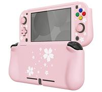 PlayVital Cover per Nintendo Switch Lite,Custodia Grip Ergonomica Copertura Protettiva Rigida Pellicola Copri Analogici per Nintendo Switch Lite Console-ZealProtect-Rosa&Petali Bianchi