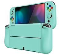 PlayVital Cover per Nintendo Switch OLED,Custodia Morbida Copertura Protettiva TPU Case per Nintendo Switch OLED Joycon Console con Copri Analogici/Tasti-ZealProtect-Verde Nebbioso