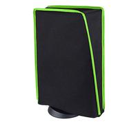 PlayVital Cover per ps5 Console, Copertura Antipolvere Impermeabile Verticale in Nylon per ps5 Standard Console Disc&Digital Edition (Non per Slim/Pro),Nero Verde