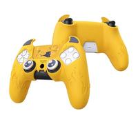 PlayVital Cover per ps5 Controller Joystick, Demone Carino, Giallo | Custodia Protettiva Silicone Antiscivolo, Copri Levette Analogiche, Adesivi Skin per Touchpad, Compatibile con Base Ricarica
