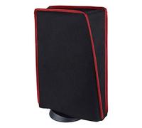 PlayVital Cover per ps5 Copertura Antipolvere Impermeabile Verticale in Nylon per ps5 Console Disc&Digital Edition,Nero Rosso