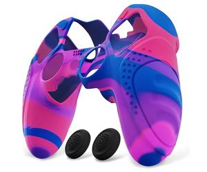 PlayVital Cover per ps5 Edge Controller Custodia Joystick Silicone Protettiva Skin Antiscivolo con Gommini Coprilevette Analogiche per ps5 Edge Wireless Controller-Guardian-Rosa Viola Blu