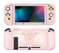 playvital Cover Protettiva Custodia per Nintendo Switch,Copertura TPU Case per NS Switch Joycon Console&Pellicola Vetro Temperato&Copri Analogici&Copri Tasti(ZealProtect)-Ali Magiche