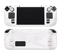 PlayVital Cover Protettiva per Steam Deck LCD,Custodia Skin Silicone Case Morbida per Steam Deck LCD Console con Tasti Posteriori&Copri Analogici,Armor Series-Bianco