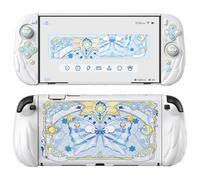 PlayVital Cover Silicone per Joycon 2, Custodia Protettiva Dockable Rigida per Nintendo Switch 2 Console&Supporto Regolabile Extra&Copri Analogici Carini, Anime Ali Magiche-Bianco