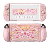 playvital Cover Silicone per Joycon 2, Custodia Protettiva Dockable Rigida per Nintendo Switch 2 Console&Supporto Regolabile Extra&Copri Analogici Carini, Anime Ali Magiche-Rosa