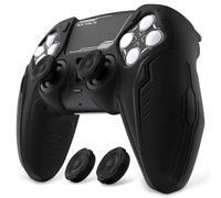 PlayVital Cover Silicone per ps5 Controller,Joystick Custodia Protettiva Antiscivolo&Copri Analogici&Adesivo Touchpad,Compatibile con Base di Ricarica,CyberMech-Nero