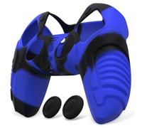 PlayVital Cover Silicone per ps5 Joystick Controller, Blu Nero | Custodia Grip Antiscivolo, 2 Gommini Copri Levette Analogiche, Protezione da Graffi e Urti, Design Guerriero Furioso