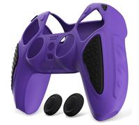 PlayVital Cover Silicone per ps5 Joystick Controller, Edizione Knight | Custodia Grip Antiscivolo, 2 Gommini Copri Levette Analogiche, Protezione da Graffi e Urti, Viola Nero