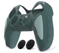 PlayVital Cover Silicone per ps5 Joystick Custodia Controller Skin Antiscivolo Copertura Gomma Protettiva&2 Copri Levette Analogiche, Knight Edizione, Grigio Templeton&Grigia Giada