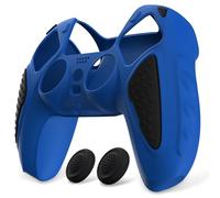PlayVital Cover Silicone per ps5 Joystick Custodia Controller Skin Antiscivolo Copertura Gomma Protettiva&2 Copri Levette Analogiche, Knight Edizione, Blu&Nero