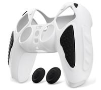 PlayVital Cover Silicone per ps5 Joystick Custodia Controller Skin Antiscivolo Copertura Gomma Protettiva&2 Copri Levette Analogiche, Knight Edizione, Bianco&Nero