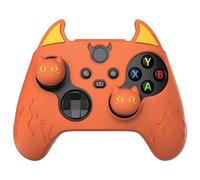 PlayVital Cover Silicone per Xbox Series X S Controller,Carino Demone Custodia Skin Antiscivolo Gomma Protettiva per Xbox Core Joystick&Copri Levette Analogiche-Arancione Bruciato