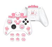 PlayVital Cover Silicone per Xbox Series X S Joystick,Custodia Controller Skin Antiscivolo Protettiva&6 Copri Levette Analogiche-Gattino Carino-Bianco