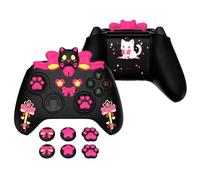 playvital Cover Silicone per Xbox Series X S Joystick,Custodia Controller Skin Antiscivolo Protettiva&6 Copri Levette Analogiche-Gattino Carino-Nero
