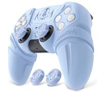 playvital Cover Skin per ps5 Controller,Custodia Protettiva Silicone Antiscivolo per ps5 Joystick&Copri Levette Analogiche&Adesivo Touchpad(Runes)-Compatibile con Base di Ricarica-Celeste