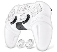 playvital Cover Skin per ps5 Controller,Custodia Protettiva Silicone Antiscivolo per ps5 Joystick&Copri Levette Analogiche&Adesivo Touchpad(Runes)-Compatibile con Base di Ricarica-Bianco