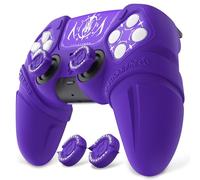 playvital Cover Skin per ps5 Controller,Custodia Protettiva Silicone Antiscivolo per ps5 Joystick&Copri Levette Analogiche&Adesivo Touchpad(Runes)-Compatibile con Base di Ricarica-Viola