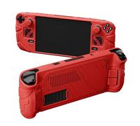 playvital Cover Skin per Steam Deck OLED/LCD, Custodia Silicone Grip Antiscivolo&Copri Levette Analogiche&Tasti Posteriori&Adesivi, Accessori per Steam Deck, Mecha-Rosso