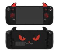 PlayVital Cover Skin per Steam Deck OLED/LCD, Custodia Silicone Protettiva Grip Antiscivolo&Copri Levette Analogiche&Adesivi per Trackpad&Tasti Posteriori, Demone Carino, Nero