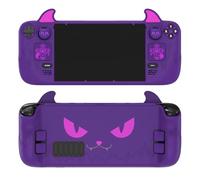 PlayVital Cover Skin per Steam Deck OLED/LCD, Custodia Silicone Protettiva Grip Antiscivolo&Copri Levette Analogiche&Adesivi per Trackpad&Tasti Posteriori, Demone Carino, Viola