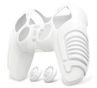PlayVital Cover Skin Silicone Protettiva per ps5 Joystick,Custodia Antiscivolo Copertura Gomma per Controller con Copri Levette Analogiche(Guerriero Furioso Edizione)-Bianco