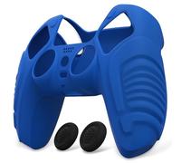 PlayVital Cover Skin Silicone Protettiva per ps5 Joystick,Custodia Antiscivolo Copertura Gomma per Controller con Copri Levette Analogiche(Guerriero Furioso Edizione)-Blu