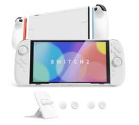 PlayVital Ranger Cover Dockable Rigida per Nintendo Switch 2 Console, Custodia Protettiva Silicone per Joycon 2, Supporto Regolabile Copri Analogici Accessori per Switch 2, Bianco