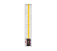 Playwell Cintura bianca in cotone per arti marziali con strisce colorate - (karate, judo, taekwondo), Cintura Bianca Con Striscia Gialla, 220cm