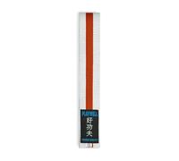 Playwell Cintura bianca in cotone per arti marziali con strisce colorate - (karate, judo, taekwondo), Cintura Bianca Con Striscia Arancione, 220cm