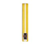 Playwell Cintura per arti marziali in cotone colorato con strisce bianche - (karate, judo taekwondo), Cintura Gialla Con Striscia Bianca, 220cm