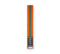 Playwell Cintura per arti marziali in cotone colorato con strisce di vari colori - (karate, judo, taekwondo), Cintura Arancione Con Striscia Verde, 220cm