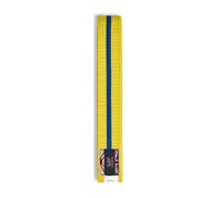 Playwell Cintura per arti marziali in cotone colorato con strisce di vari colori - (karate, judo, taekwondo), Cintura Gialla Con Striscia Blu, 320cm