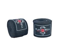 Playwell Fasce per Mani Nere in Cotone Elasticizzato da Boxe, MMA, Muay Thai - Lunghe 5 Metri