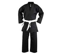 Playwell Karate Nero 100% Cotone Medio Peso 8oz Uniforme (Cintura Bianca Gratis) - Nuovo - Nero, 5/180cm