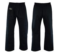 Playwell Martial Arts Judo Pantaloni Nero Candeggiato - (Doppio Imbottito Ginocchia) - 10oz - Nero, 5/180cm