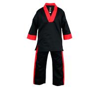 Playwell Nero/Rosso Scollo V Uniforme Bambini Arti Marziali Abiti Freestyle