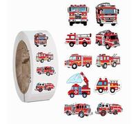 PLAYZOCO Adesivi per Vigili del Fuoco per Bambini - 500 Stickers Antincendio da 2,5 cm - Design Pompieri in Rotolo
