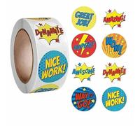 PLAYZOCO Adesivi Supereroi per Bambini in Rotolo - 500 Pezzi da 2.5cm