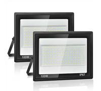 Plazique Faretto LED da Esterno 100W,2 Pezzi 10000LM Luci da Esterno,7000K Luce Bianca Fredda,IP67 Impermeabile,119 LEDs Faretti da esterno per giardino, cortile, garage,vialetto, officina